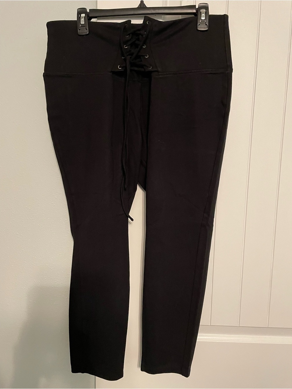 Black Lace-Up High Waist Leggings